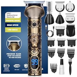 YIDON Tagliacapelli Uomo Professionale, Rasoio Elettrico Barba 6 in 1, Macchinetta per Capelli e Corpo, Regolabarba Tagliabarba Cordless Grooming Trimmer Kit con Display LED, Ricarica Rapida Tipo C