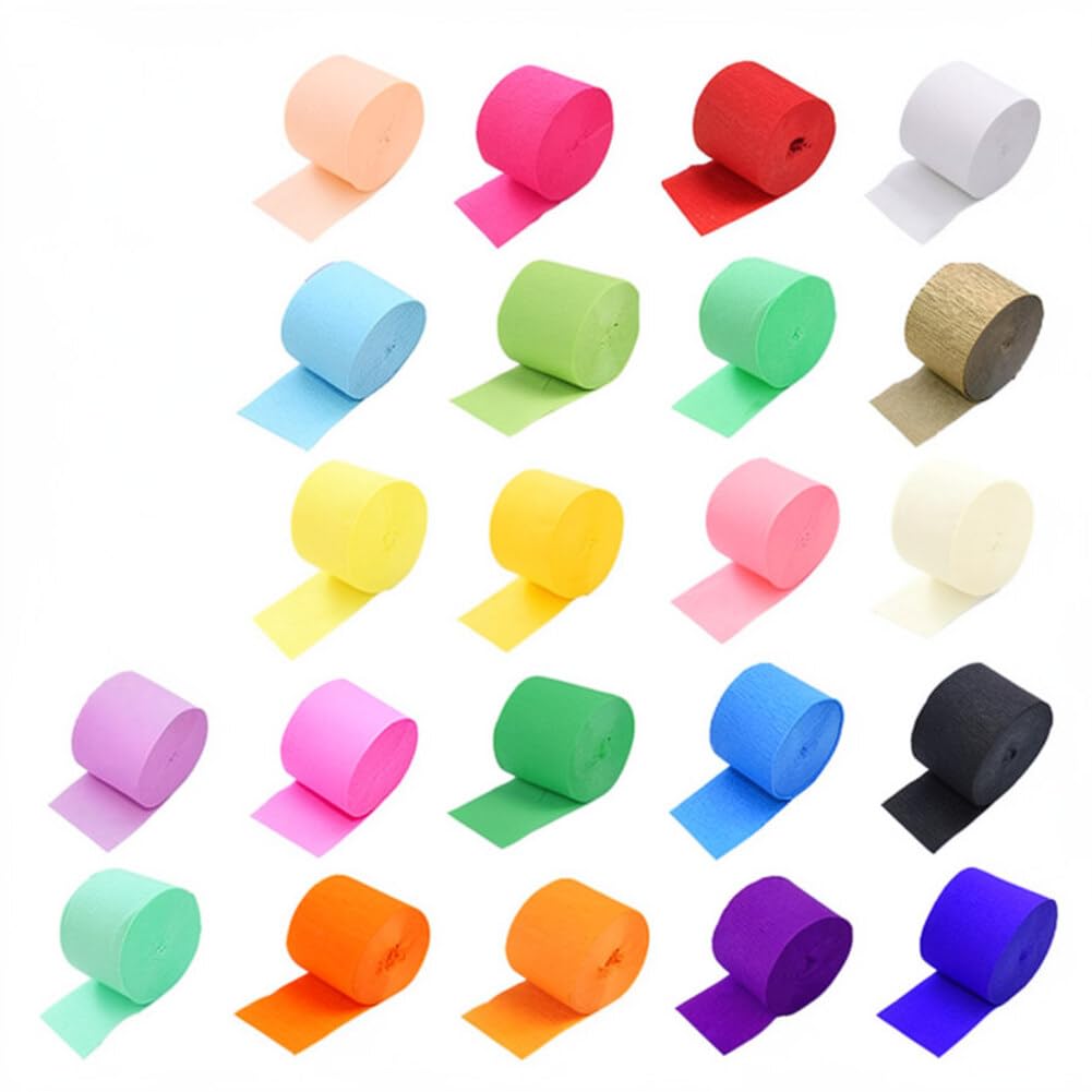 Krepppapier 22 rolle*25m Luftschlangen Kreppband Crepe Papier Kreppbänder | Krepppapier Girlanden zum Aufrollen, dekorative Party Kreppbänder,Hochzeit Dekorationspapier,mehrfarbige Festdekorationen