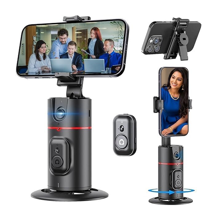 Image of Kratos K13 Ai Powered Auto Face Tracking Tripod,360 Rotation Mobile Holder for Smart Video Shoot with Remote,No App Needed,Gimbal Stabilizer with Gesture Control for Video Recording