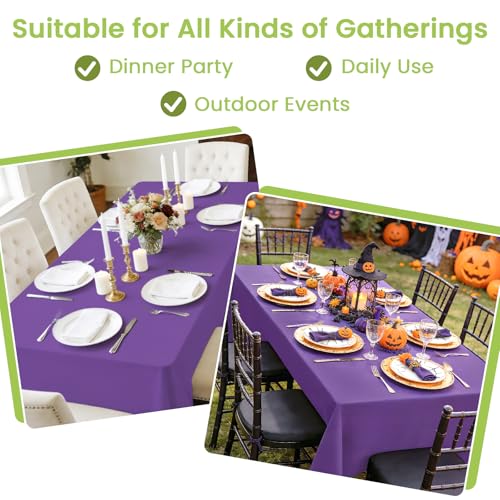 Image of Mulbozy Purple Plastic Table Cloth Disposable 4 Pack, 54 x 108 Inch Tablecloths Rectangle, Purple Plastic Table Cover for Party Decor