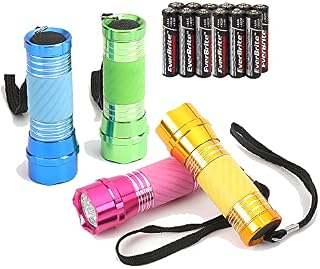 EverBrite 4-Pack LED Flashlight Mini Torch, 90mm Small Torches, Colorful Glow in Dark Torch Light,Camping Hiking Outdoors Party-Lightweight, Batteries Included