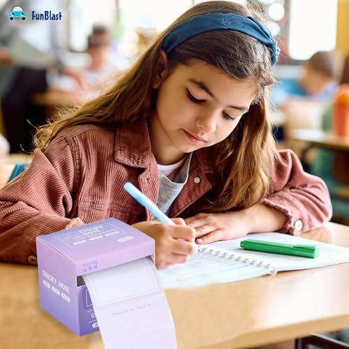 Image of FunBlast Sticky Notes Set- 256 Pcs Pull-Out Sticky Notes Set with Dispenser, Self Adhesive Memo Stickers 8 Patterns Mini Sticky Notes Pad Stick Notes for Office, School, Home (Purple)