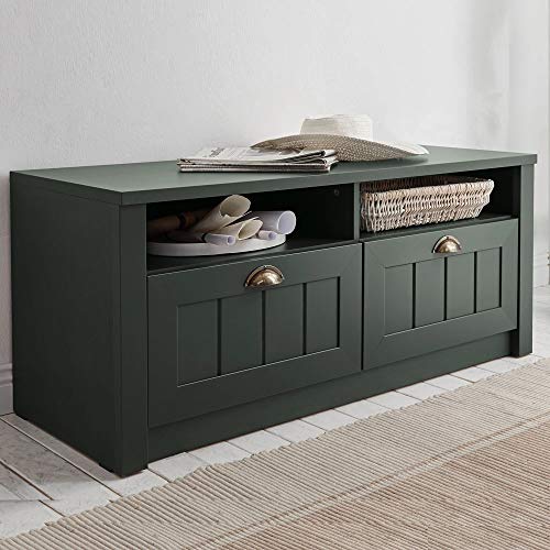 Lomadox Landhaus Garderobenbank 110cm Flurbank in edlem englisch-grün