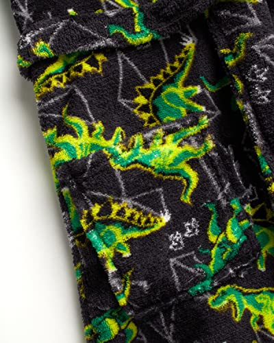 Boys' Bathrobe Set - 3 Piece Soft Fuzzy Fleece Robe, Slippers, and Matching Pajama Pants (Sizes: 6-14)3