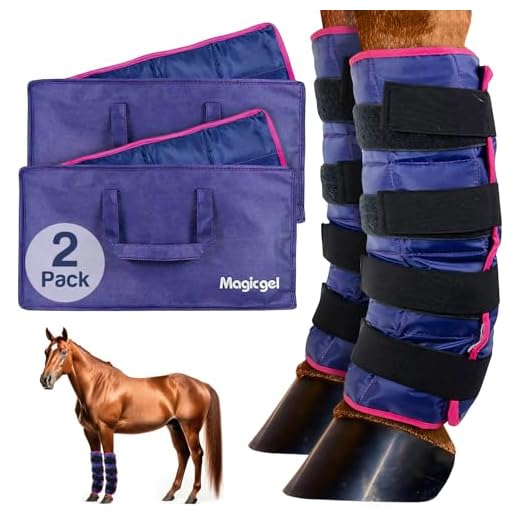 Horse Ice Pack - Cooling Leg Wraps for Hock, Ankle, Knee, Legs, Boots, and Hooves. (Twin Ice Boot, by Magic Gel)