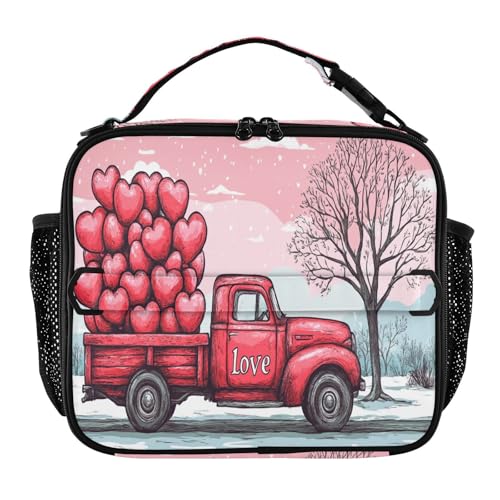 GuoChe Loncheras aisladas resistentes al agua para niña con asa, bolsa aislada para picnic, senderismo, camping, día de San Valentín