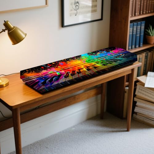 Image of Nuxovilar Neon Keys Piano Cover Elastic Milk Silk 88 Key | Elastic Protector Keyboard Guard Digital Instrument Wrap Dusting Home Studio Performance (Neon Lit Keys)