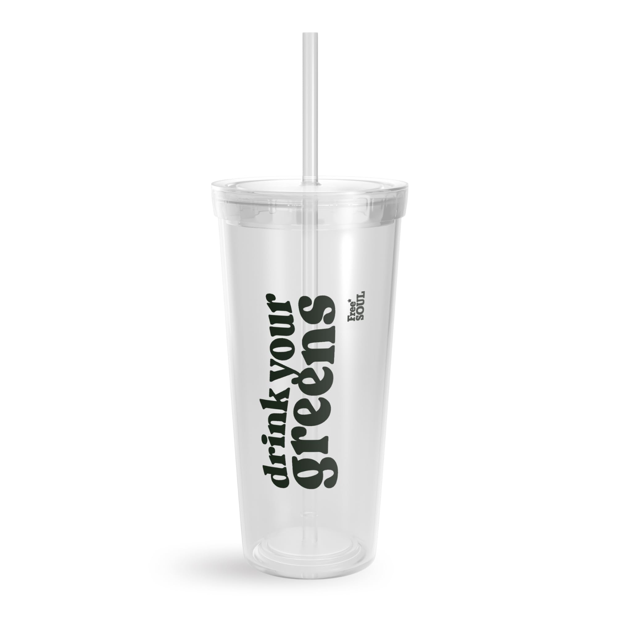 Free Soul Portable Cup with Straw | Screw On Lid | 750ml Travel Cup | BPA Free Spill Resistant Leak-Proof Reusable Cup (Greens Sip Cup)