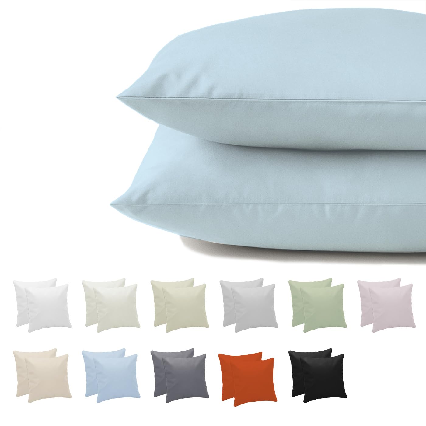 Giovanni Dolcinotti MADE IN ITALY Juego de 2 Fundas de Cojines para sofá de 50 x 50 cm – Fundas Decorativas para Cojines – 100% algodón Efecto Seda – Fundas con Cremallera Oculta – Cielo – Modelo