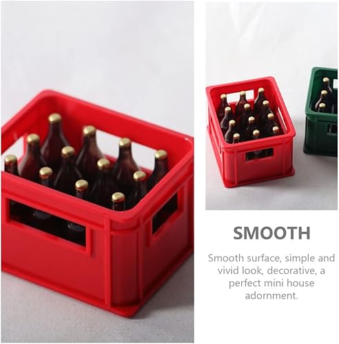 Miniatura 7 de TOYANDONA Caja de botellas de cerveza en miniatura, caja de cerveza para casa de muñecas, caja de almacenamiento de cerveza de mini casa, botellas