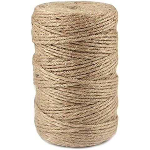 Pinsheng Jute Twine, Heavy Duty 6 Ply Natural Thick Garden Jute Twine String Packing String Rope for Floristry, Gifts, DIY Arts&Crafts, Decoration, Bundling, Plants (3mm 328 Feet) Cover