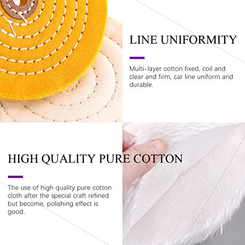 Swpeet 6Pcs 6 Inch Professional Buffing Polishing Wheels With 3 Colors Polishing Compounds Kit, Including Cotton (60 Ply), Yellow (42 Ply) And Flannel (30 Ply) With 1/2” Arbor Wheel For Bench Grindes #TOP2