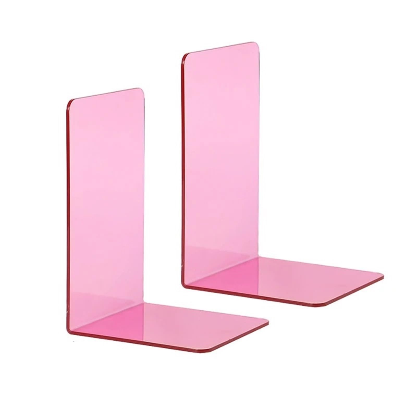 Clear Bookends L-Shaped Colorful Desktop Book Holder Desk Organizer Stationery Office Accessories for Organizing books(Color 02)