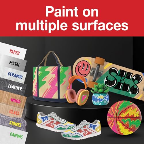 Image of Faber-Castell Black Edition Shake & Paint Acrylic Marker - Classic Colours, Box of 6 | Dual-Tip, Water-Based, Permanent Paint Markers for Multi-Surface Use | Acrylic pens with double tip (1 mm and 3 mm) for paper, wood, glass, stone and more