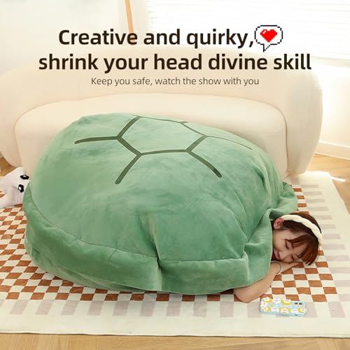 BUZHI Adult Turtle Shell Pillow 32 Inch Wearable Turtle Shell Pillow Funny Dress Up Giant Tortoise Plush Cushion Pillow Creative Gifts for Adult Kids Birthday Christmas Home Decor