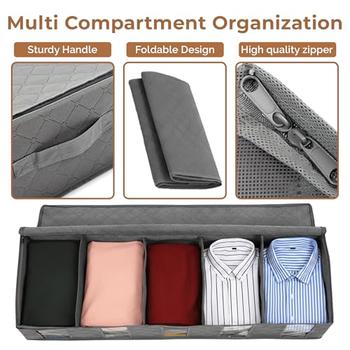 Image of HomeEssentials Underbed Storage Containers with Reinforced Handles, Foldable Organizers with Clear Windows and Sturdy Zippers for Clothes, Blankets, and Comforters