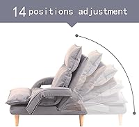 Vista 3 de FLOGUOR Sofá Chaise Lounge de piso ajustable de 14 posiciones, sofá perezoso plegable con reposabrazos y una almohada acolchada silla de juego