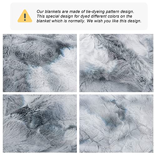 Piccocasa Luxury Shaggy Faux Fur Blanket Twin Size - Soft Warm Reversible Tie-Dye Sherpa Throw Blanket For Sofa, Couch And Bed - Plush Fluffy Fleece Blankets As Gifts 60 X 77 Inch Gray #TOP4
