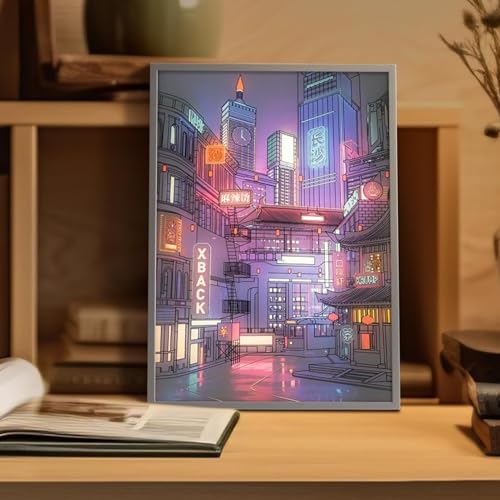 Cuadro de ciudad con 3 modos de luz para dar vida a paredes apagadas del salón 3