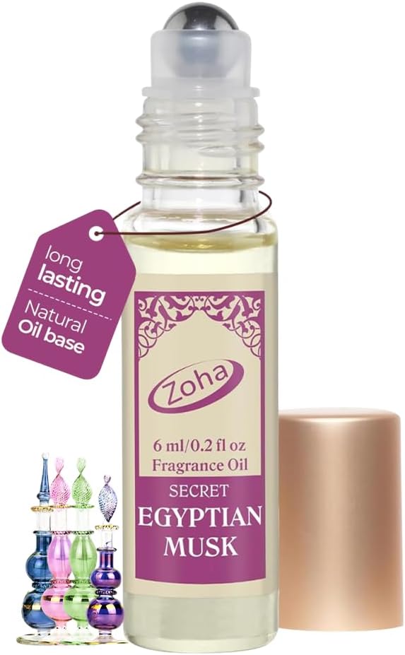 Egyptian Musk | Roll on Perfumes for Women & Men | Alcohol-free Egyptian Perfume Oil | Travel Size Long Lasting Fragrance | 6ml Roller