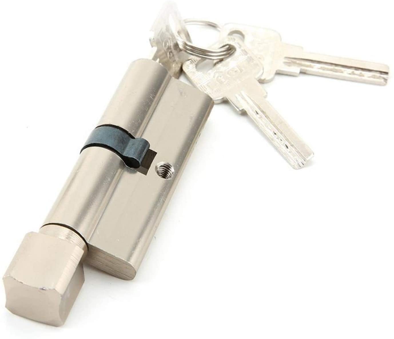 Nvsfzgiyg Silver Thumb Turn Euro Cylinder Lock, 70Mm Aluminium Alloy Security Home Door With 3 Keys Safety Barrel