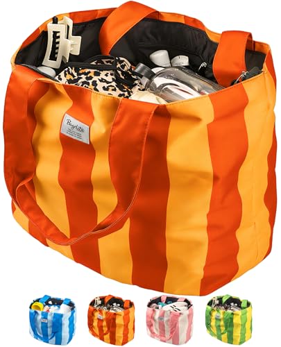 Bagelite Beach Bags Waterproof Sandproof, XL Large Tote Bag with Zipper, Pool Swim Bags for Women, Red Orange