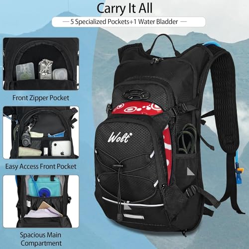 Image of WOLT Hydration Backpack 18L Hiking Water Backpack with 2L Water Bladder for Men Women, Hydration Pack for Running Cycling Biking and Climbing