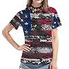 CGGMVCG Cute Tops for Women Womens Casual America Flag Print O Neck Short Sleeve Blouse Tops Tees T Shirt T Shirt for Women, Black, S #1