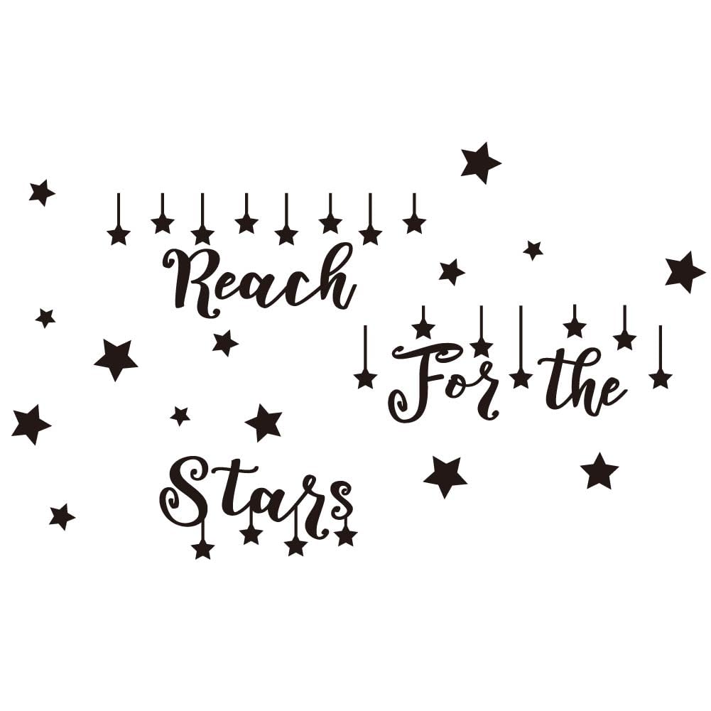 SUPERDANT Reach for The Stars Quote Wall Stickers Vinyl Wall Art Decal Inspirational Quote Teen Decor Sticker for Home School Office Kids Room Bedroom Nursery Decor - Image 2