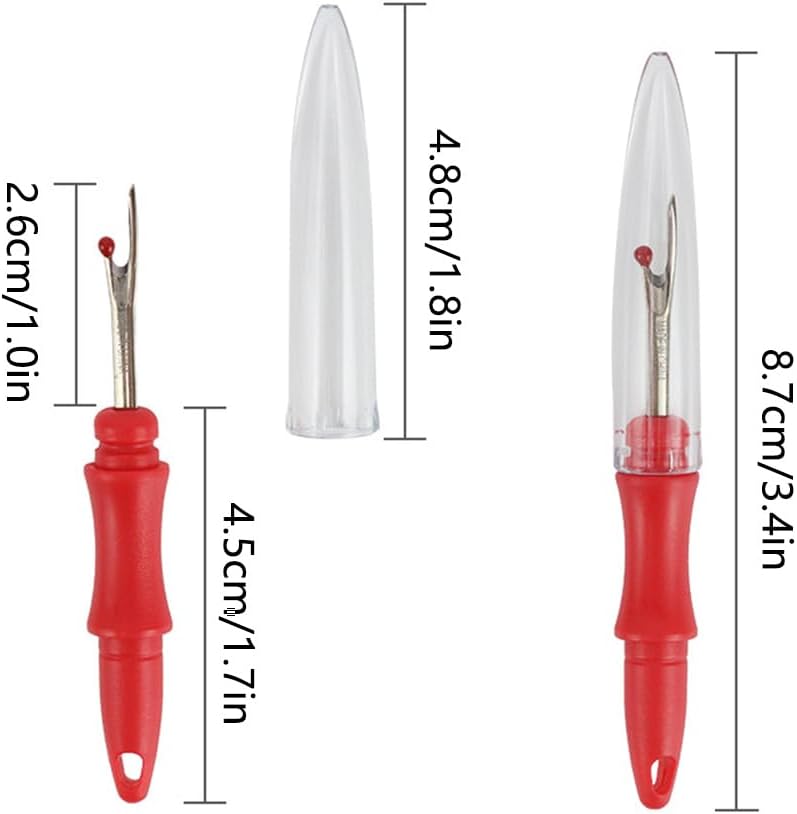 SEIWEI 8 Pcs Ergonomic Grip Seam Ripper Colorful Large Thread Remover for Sewing Crafting Removing Embroidery Hems and Seams-Red