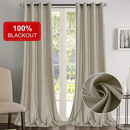 Rose Home Fashion 100 Blackout Curtains For Bedroom Linen Textured Look Drapes With Blackout Liner Curtains For Living Room Farmhouse Burlap Curtains Set Of 2 Panels 50x84 Flaxen Buy Online In Cambodia