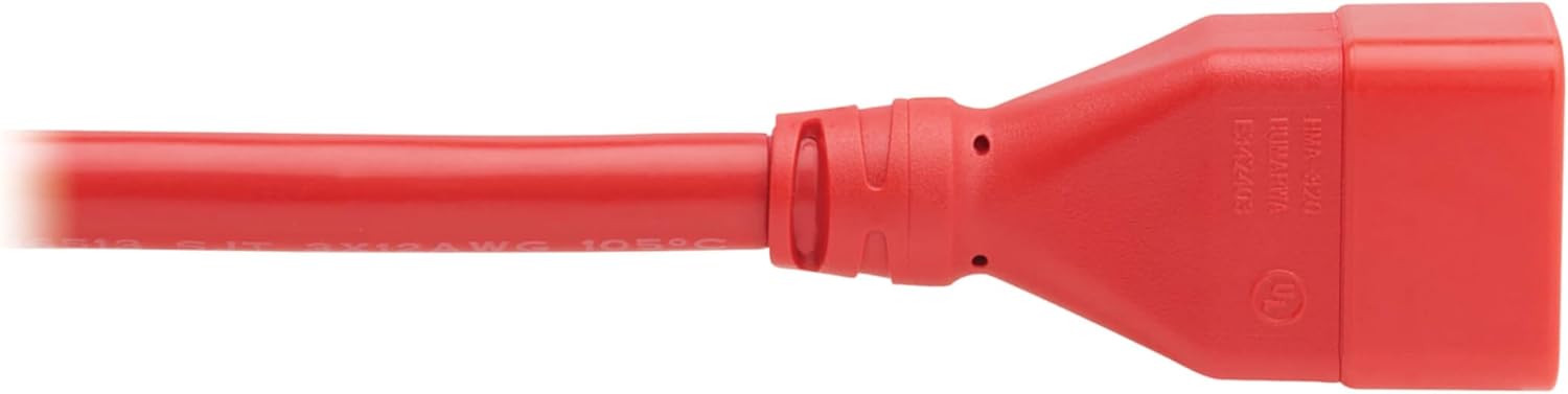 Tripp Lite C20 to C19 Power Cord Extension Cable for 250V Servers, PDUs, UPS, & IT Network Devices - 6 Feet / 1.8 Meters, 20A, 12 AWG, Red, Lifetime Manufacturer's Warranty (P036-006-ARD)