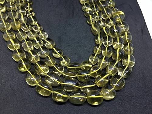 Lemon Quartz plain tumbled beads pierre jaune 10mm fil 33cm