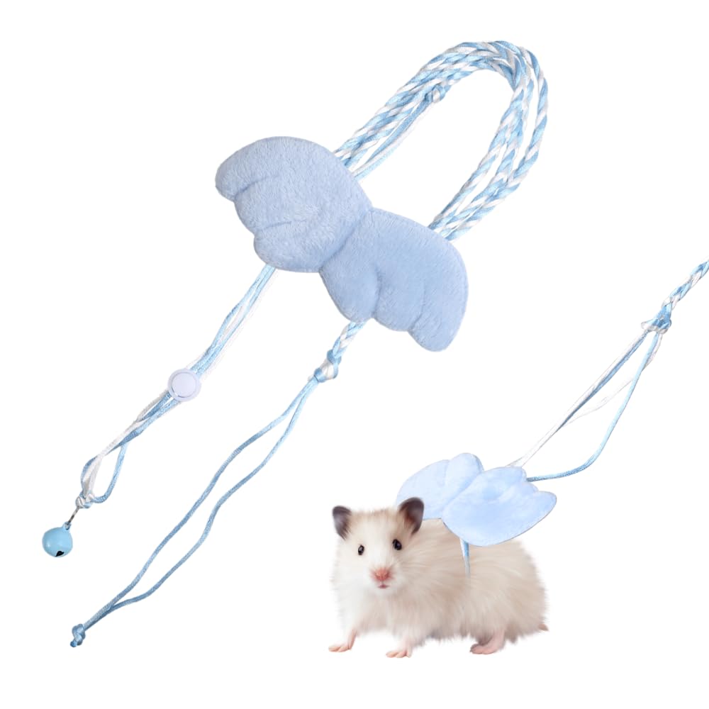 Small Animal Harness and Leash Set, Adjustable Escape Proof Hamster Lead with Metal Bell for Ferrets, Bearded Dragons, Guinea Pigs, Rats, Chinchillas