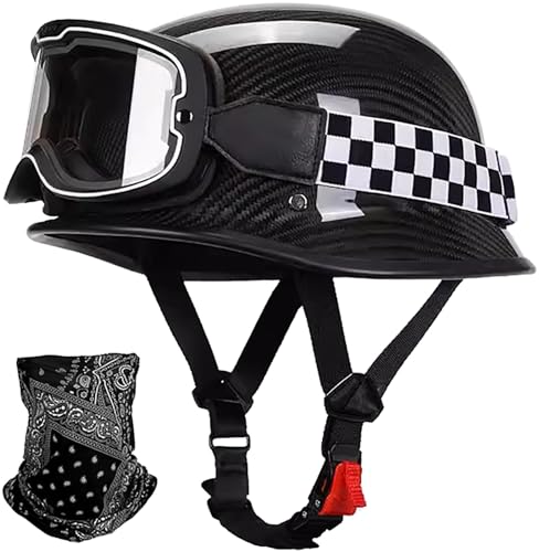 Casque moto allemand vintage léger fibre de carbone chopper scooter