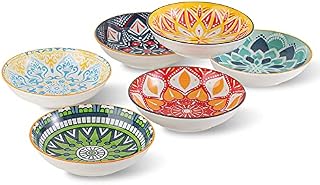 AHX Ceramiczne miseczki deserowe zestaw 6 płaskich miseczek do serwowania miseczki na przekąski i lody, kolorowe deser | fingerfood | tapas 14 cm