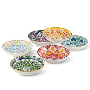 Kleine kommen – Ice Cream Dessert Bowl 8.5 oz – Keramische Bowl Set van 6 – Kleurrijke Ondiepe Bowl voor Zijschotel | Snack | Voorgerechten – Magnetron en Vaatwasmachinebestendig – 5,5 x 1,3 Inch