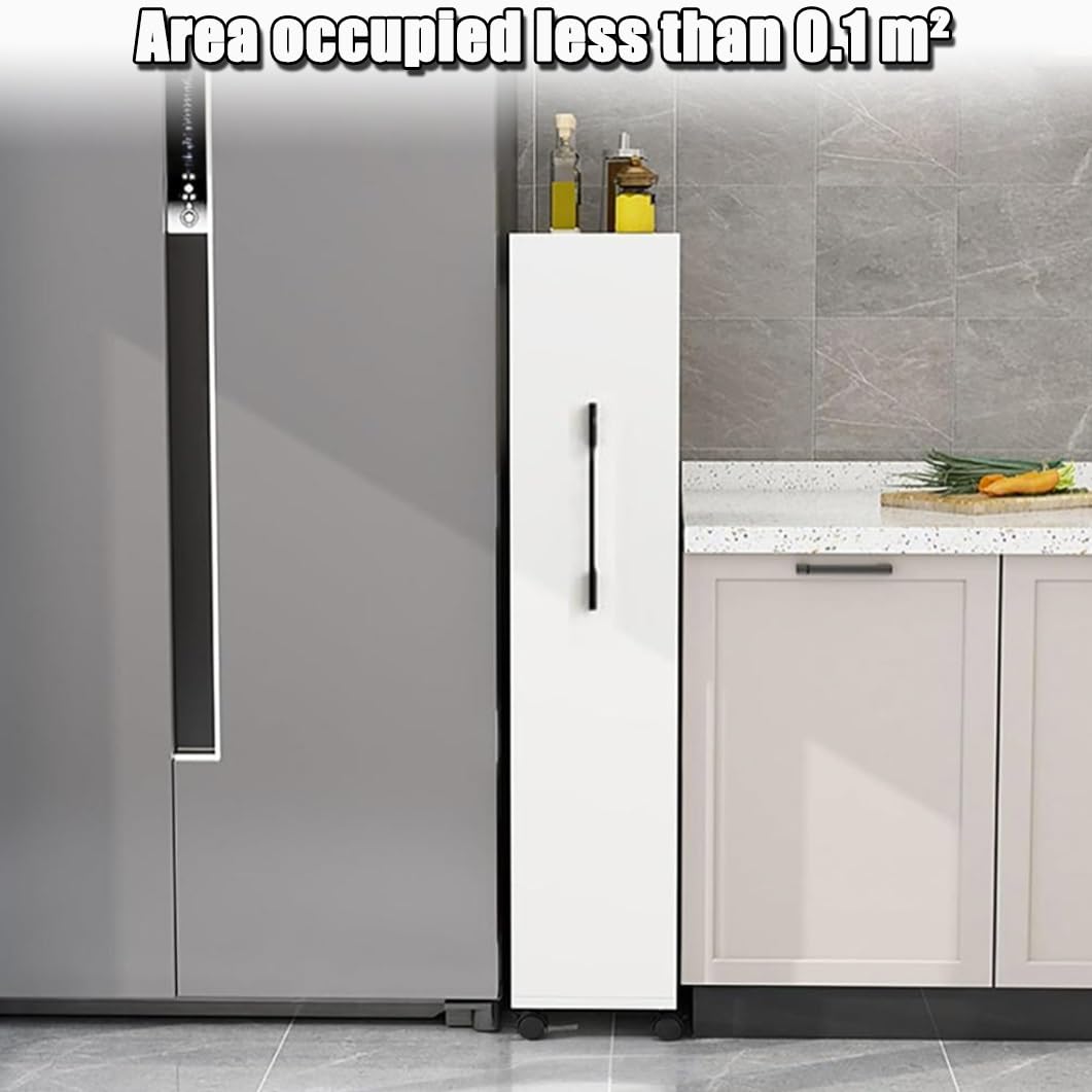 Carrello portaoggetti sottile a 4 ripiani in legno con ruote, salvaspazio, per sala da pranzo, rovere grigio, 15 x 45 x 119,9 cm, versatile scaffale multiuso