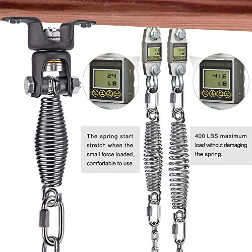 Seleware Hammock Hanging Kit, Bearing Swing Hanger With Spring, 39” Chain And Carabiner, 360°Rotation, Heavy Duty Indoor & Outdoor Hammock Chair Porch Swing Set Hardware For Wood And Concrete #TOP26