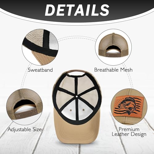 Image of Fishing Hat Fishing Gifts for Men, Bass Fish Flag Hats, Fishing Gear Accessories Stuff, Adjustable Fishing Trucker Hat
