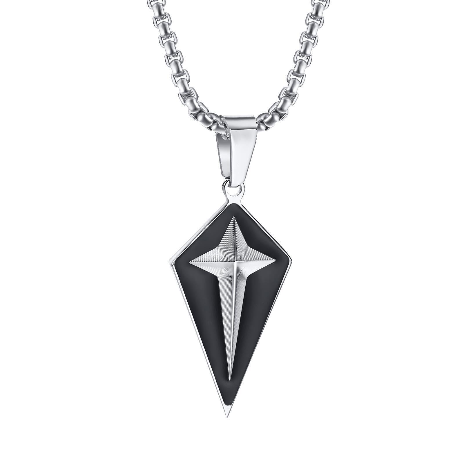 Collier pour hommes pendentif géométrique à 4 branches double couche collier imperméable