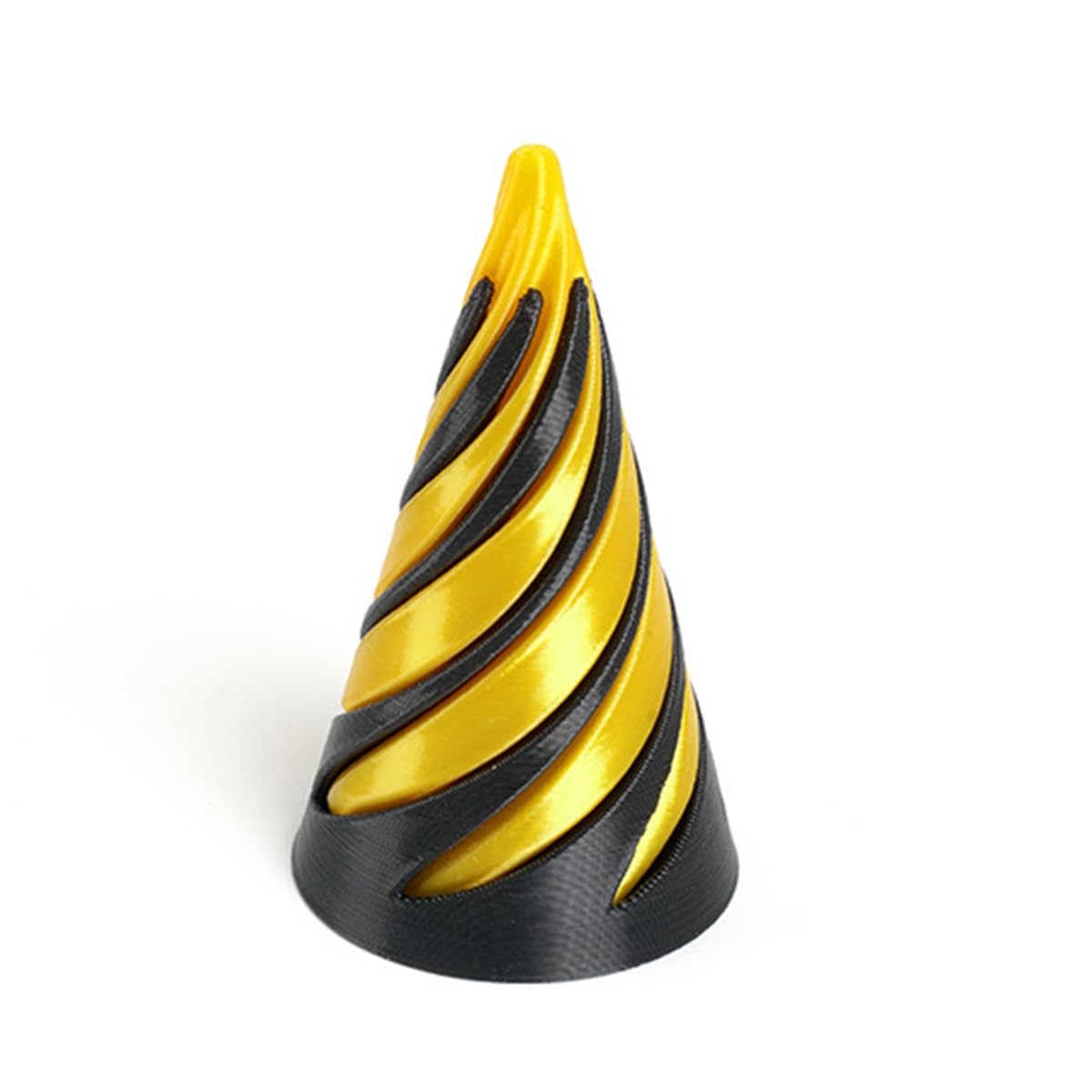 Fryskyo Yellow Spiral Cone Fidget Toy, Of Stress & Anxiety 3D Printed Spiral Cone Toy, Pyramid Passthrough Sculpture, For Home Office Desk Decoration And Gifts(Yellow)