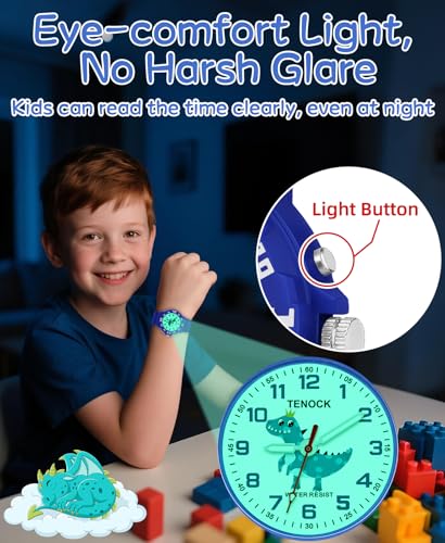 Kids Analog Watch for Boys Girls, Dinosaur Unicorn Learn to Tell Time Watch with Night Light, Waterproof, Military Time, Soft Band Watches for Ages 4-10 Great Birthday Gift2