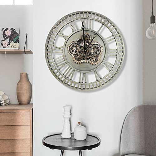 The B-Style 24" Wall Clock With Moving Gears Large Steampunk Industrial Wall Clock Oversized Rustic Vintage Metal Wall Clocks For Living Room Decor Home Office (Vintage Bronze) #TOP1