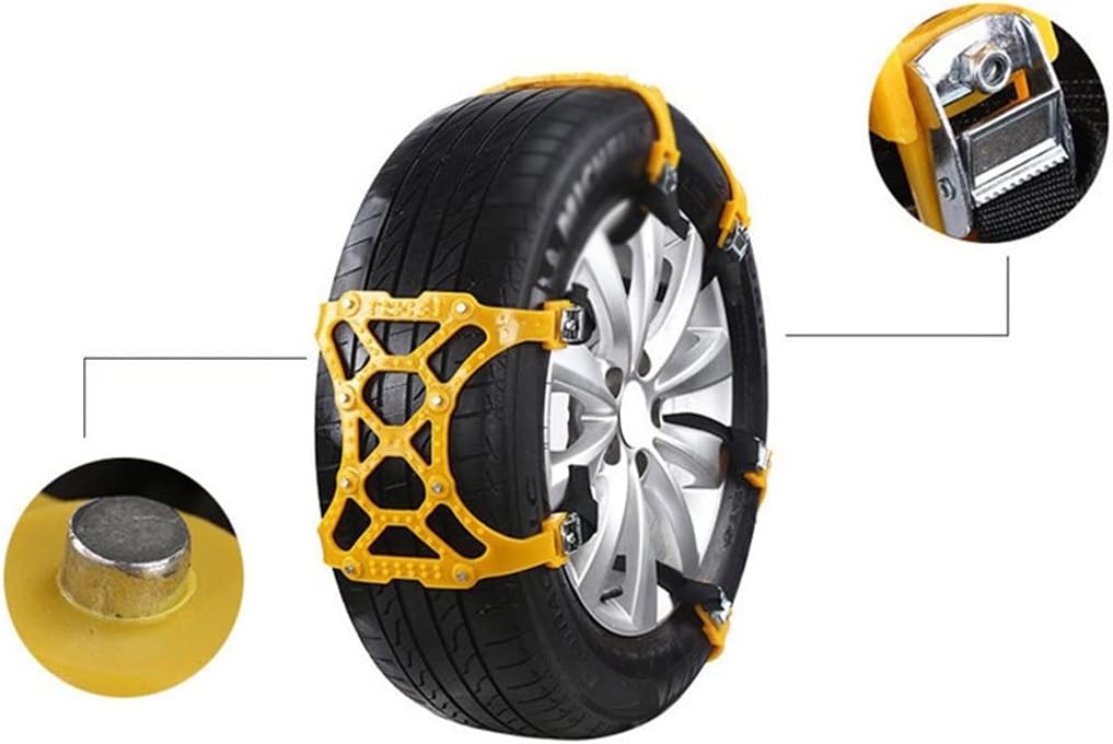 6pcs Car Snow Chain Off Road Snow Car Chains Tyre Winter Roadway Safety ATV Anti-Skid Car Snow Chains Tire Chain for Wheels