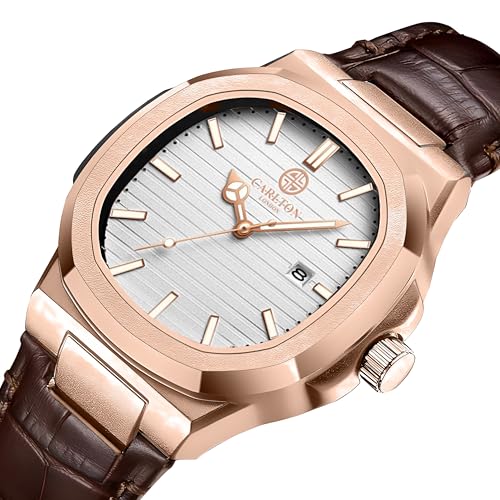 Image of Carlton London Jordan Men Analog Watch, Round Dial, Leather Strap, Quartz Movement, 43 mm Case, Date Display, Classic Casual Style, 30M Water Resistant