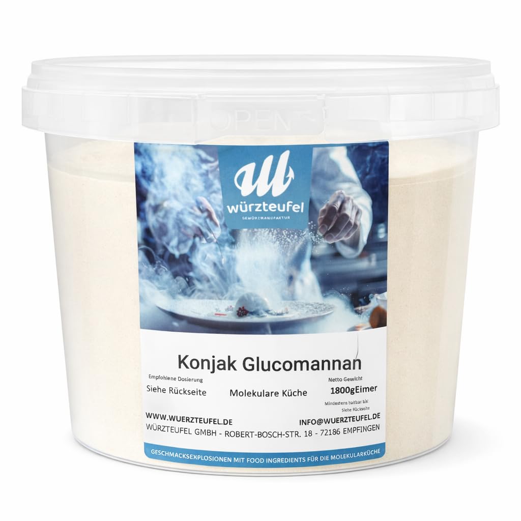 Würzteufel Konjak Glucomannan, E425 ii, Konjakwurzel - Extrakt, Teufelszunge, Konjac Gum 36.000cps, PE - Eimer 1800g (1,8KG)