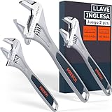 PRESCH Set de llaves ajustables - 200mm, 250mm y 300mm - Escalas grabadas con láser de 30mm-40mm (métrica y pulgadas) - Fresado de precisión para un agarre óptimo - Llaves inglesas robustas