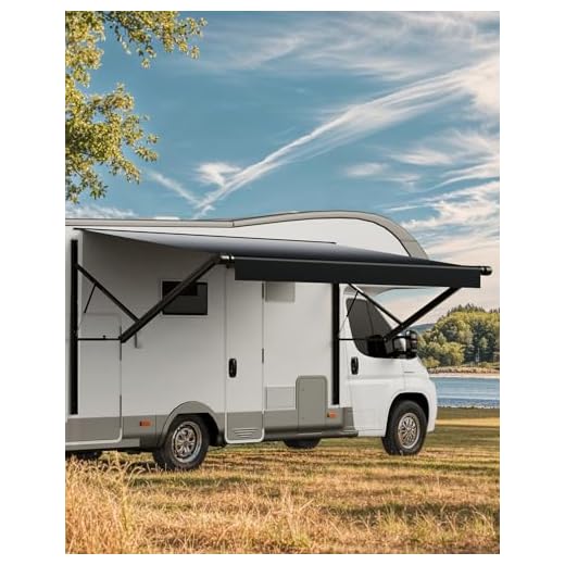 VEVOR Motorized RV Awning Complete Kit, 19' Retractable Awning with Aluminum Alloy Frame, Outdoor Trailer Awning, Fit for Most RVs(Black Fade)