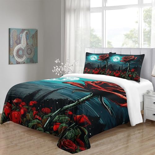 Parure de lit rose au clair de lune rouge en microfibre douce